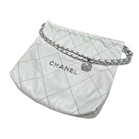 CHANEL 22BAG 白銀小號黑走線